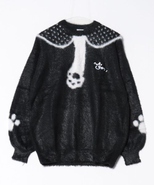 セール】HOOK for girls ビッグ襟柄肉球ネックタイニット（ニット