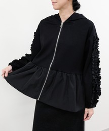 DOLLUPOOPS | フリルコンビジップパーカー(パーカー)