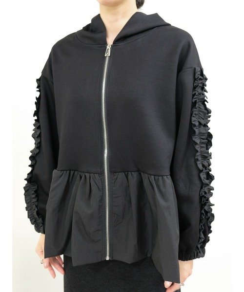 DOLLUPOOPS(ドールアップウップス)の「フリルコンビジップパーカー(パーカー・レディース・ライトグレー/ブラック・FREE)」の9枚目の写真