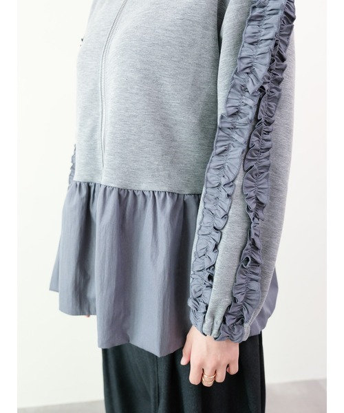 DOLLUPOOPS(ドールアップウップス)の「フリルコンビジップパーカー(パーカー・レディース・ライトグレー/ブラック・FREE)」の18枚目の写真