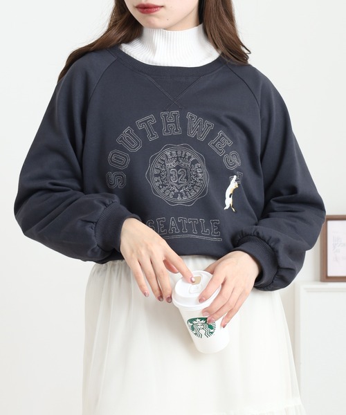 Quelle Chance(ケルシャンス)の「プリント+刺繍 長袖プルオーバー(Tシャツ/カットソー・レディース・杢グレー/チャコールグレー/グリーン/マスタード・M/L)」の19枚目の写真