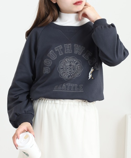 Quelle Chance(ケルシャンス)の「プリント+刺繍 長袖プルオーバー(Tシャツ/カットソー・レディース・杢グレー/チャコールグレー/グリーン/マスタード・M/L)」の18枚目の写真