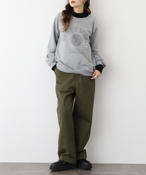 Quelle Chance(ケルシャンス)の「プリント+刺繍 長袖プルオーバー(Tシャツ/カットソー・レディース・杢グレー/チャコールグレー/グリーン/マスタード・M/L)」の8枚目の写真