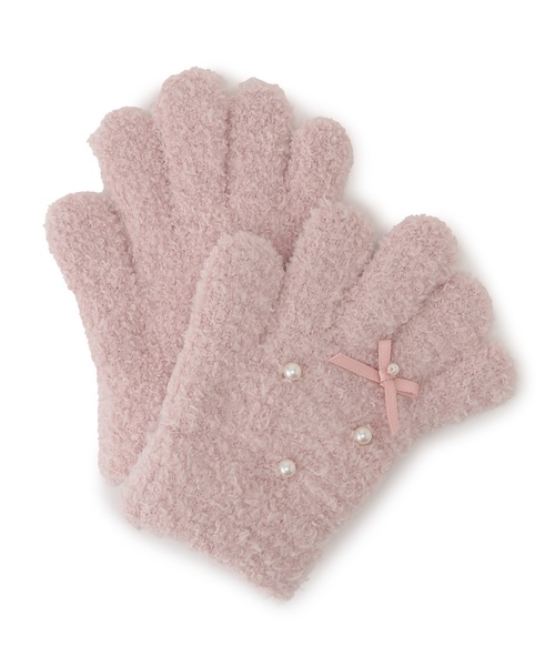 petit main（プティマイン）の「パールリボン手袋（手袋・キッズ・ネイビー/アイボリー/ライトピンク・S/M）」の3枚目の写真