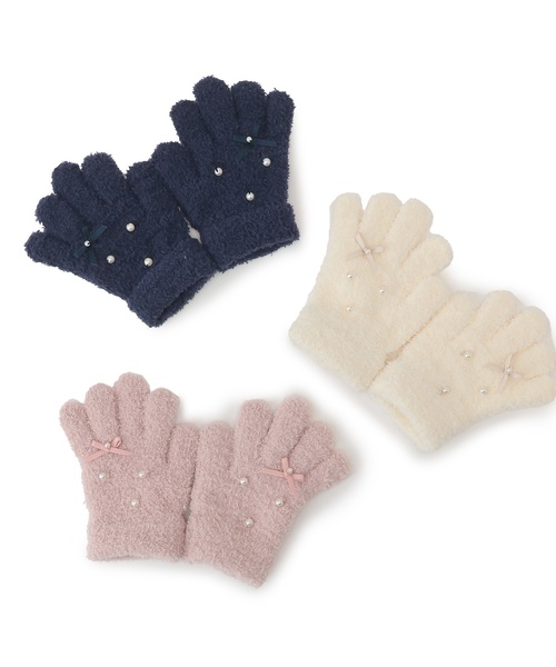 petit main（プティマイン）の「パールリボン手袋（手袋・キッズ・ネイビー/アイボリー/ライトピンク・S/M）」の7枚目の写真