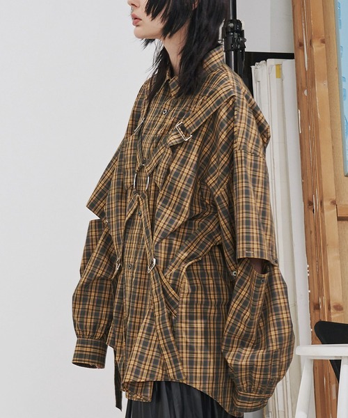 悠*脇様 SeeSew チェック柄 長袖シャツ SeeSew（シーソー）の「【UNISEX】PARASHUTE 2WAY CHECK SHIRTS