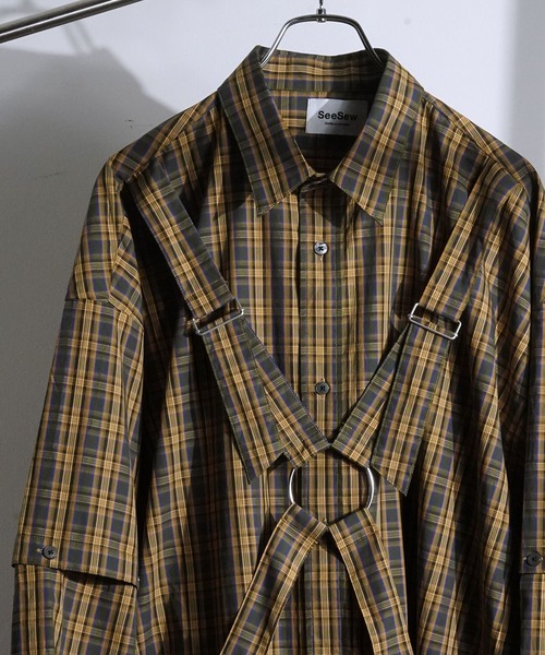 SeeSew(シーソー)の「【UNISEX】PARASHUTE 2WAY CHECK SHIRTS/パラシュート2WAYチェックシャツ(シャツ/ブラウス・メンズ・イエロー/ブルー・M/L)」の5枚目の写真