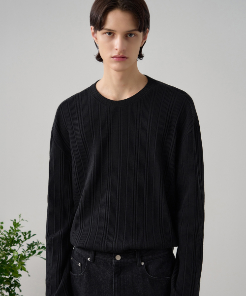 DRAW FIT（ドローフィット）の「リブドラウンドネックTシャツ[ブラック]（Tシャツ/カットソー・メンズ・その他・X-LARGE/MEDIUM/LARGE）」の6枚目の写真