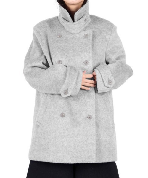 セール】ダブルブレスト高襟モールコート（ピーコート）｜semplice