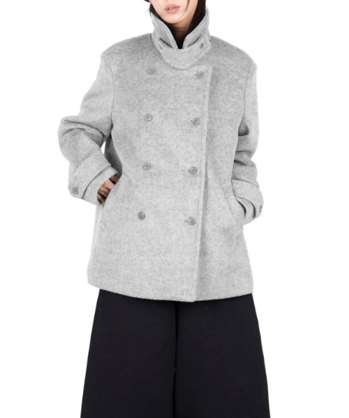 セール】ダブルブレスト高襟モールコート（ピーコート）｜semplice