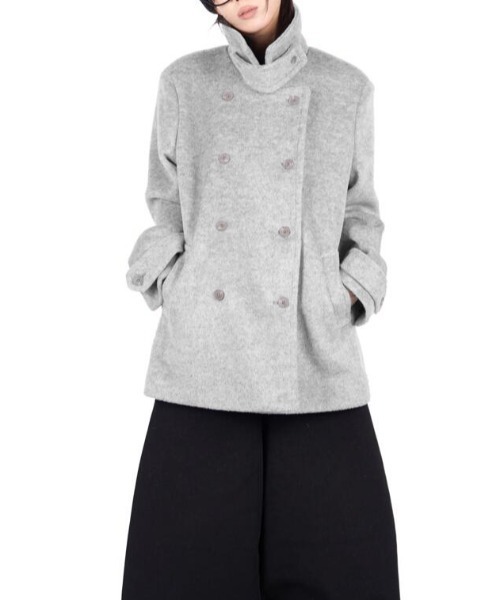 セール】ダブルブレスト高襟モールコート（ピーコート）｜semplice