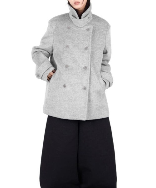 希少✨バーバリー　ピーコート　ダブルブレスト　銀ボタン　襟ファー　取り外し可 希少✨バーバリー ピーコート ダブルブレスト 銀ボタン 襟ファー