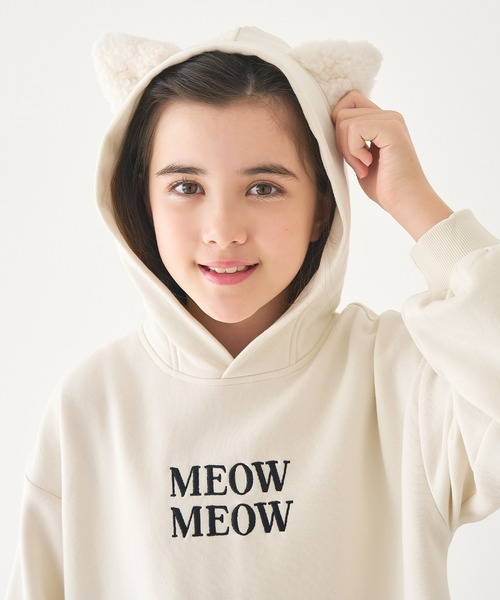 coca（coca）（コカ）の「キッズ　裏起毛ネコ耳ワンピース（ワンピース・キッズ・ブラック/アイボリー・130/140/150/120）」の6枚目の写真