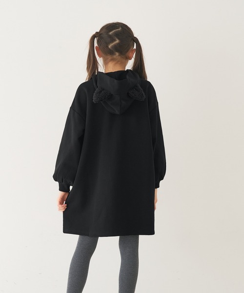 coca（coca）（コカ）の「キッズ　裏起毛ネコ耳ワンピース（ワンピース・キッズ・ブラック/アイボリー・130/140/150/120）」の9枚目の写真