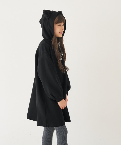 coca（coca）（コカ）の「キッズ　裏起毛ネコ耳ワンピース（ワンピース・キッズ・ブラック/アイボリー・130/140/150/120）」の11枚目の写真