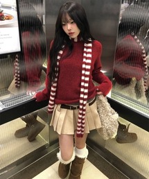 anyonemore（エニワンモア）の「バイカラーボーダーマフラーシンプルニットセット（ニット/セーター）」