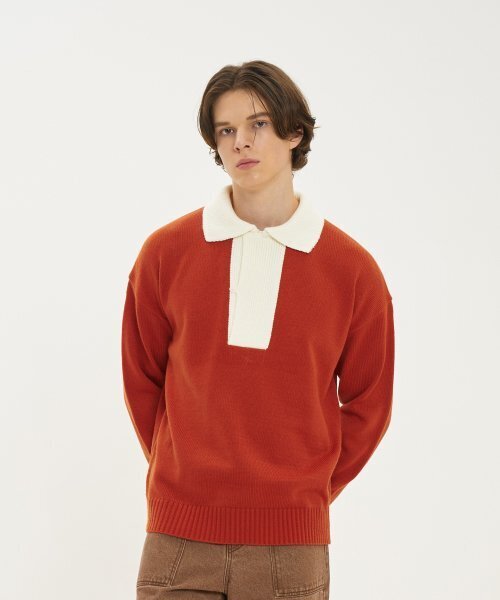 BLOND9(ブロンドナイン)の「ワイドポロニット_ブリック(ニット/セーター・メンズ・その他・LARGE/X-LARGE)」の3枚目の写真