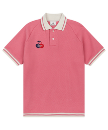 W) CHERRY WAFFLE COLLAR TEE PINK