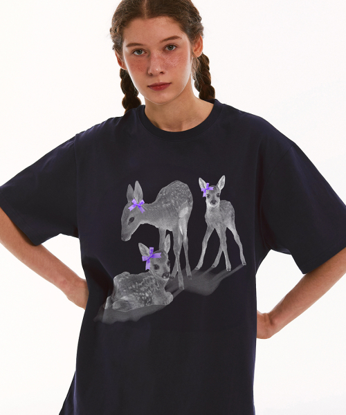 MATCHGLOBE(マッチグローブ)の「リボンシカオーバーサイズTシャツ(ネイビー)(Tシャツ/カットソー・レディース・その他・FREE)」の3枚目の写真