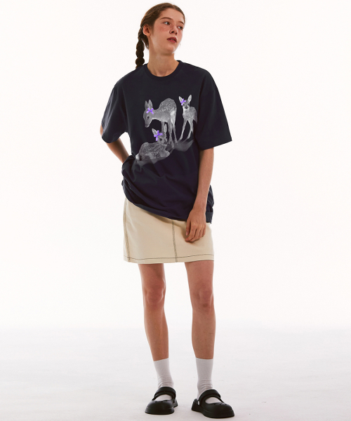 MATCHGLOBE(マッチグローブ)の「リボンシカオーバーサイズTシャツ(ネイビー)(Tシャツ/カットソー・レディース・その他・FREE)」の5枚目の写真