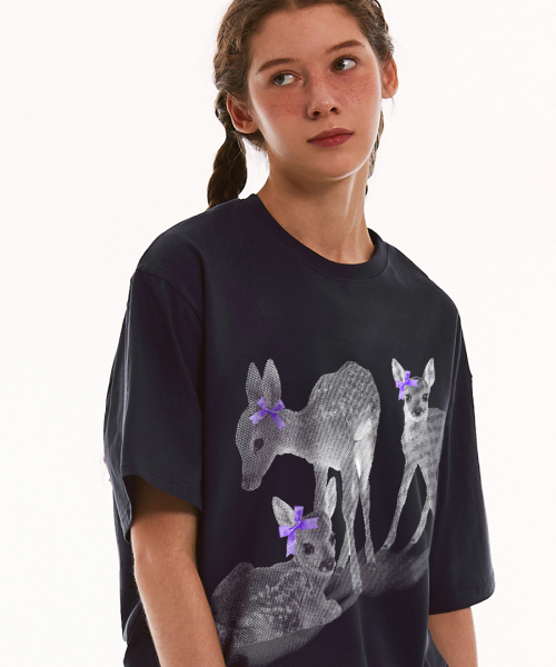 MATCHGLOBE(マッチグローブ)の「リボンシカオーバーサイズTシャツ(ネイビー)(Tシャツ/カットソー・レディース・その他・FREE)」の6枚目の写真