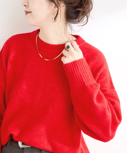 B.C STOCK（ベーセーストック）の「《追加》FOXMIXクルーネックプルオーバー（ニット/セーター・レディース・ブルー/ピンク/レッド/ブラウン/サックスブルー・FREE）」の5枚目の写真