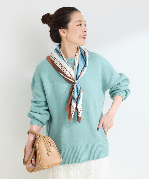 B.C STOCK（ベーセーストック）の「《追加》FOXMIXクルーネックプルオーバー（ニット/セーター・レディース・ブルー/ピンク/レッド/ブラウン/サックスブルー・FREE）」の3枚目の写真