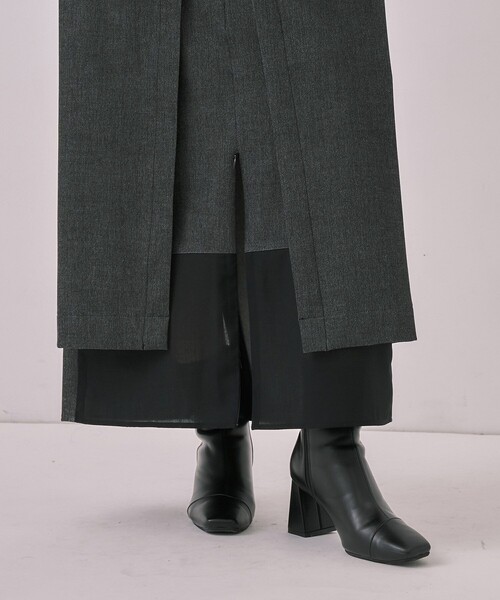 ダブルベルトラップスカート｜オフィスカジュアル/細見え/春服