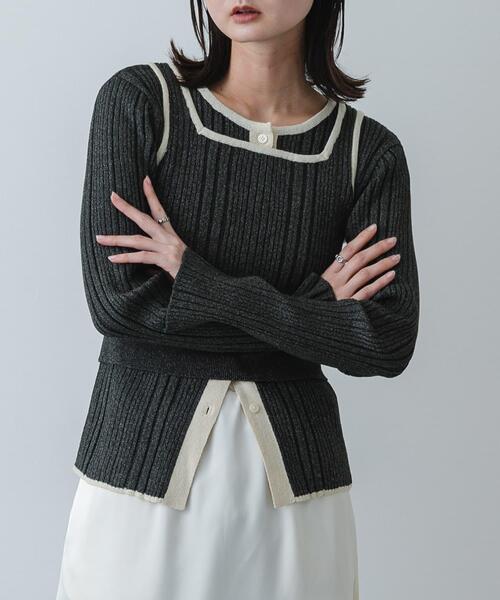 SENSE OF PLACE by URBAN RESEARCH（センスオブプレイスバイアーバンリサーチ）の「『洗濯可』2WAYニットアンサンブル（ニット/セーター・レディース・ホワイト系その他/ベージュ/チャコールグレー・ONE）」の2枚目の写真