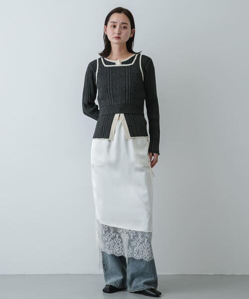 SENSE OF PLACE by URBAN RESEARCH（センスオブプレイスバイアーバンリサーチ）の「『洗濯可』2WAYニットアンサンブル（ニット/セーター・レディース・ホワイト系その他/ベージュ/チャコールグレー・ONE）」の15枚目の写真