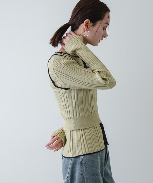 SENSE OF PLACE by URBAN RESEARCH(センスオブプレイスバイアーバンリサーチ)の「『洗濯可』2WAYニットアンサンブル(ニット/セーター・レディース・ホワイト系その他/ベージュ/チャコールグレー・ONE)」の4枚目の写真