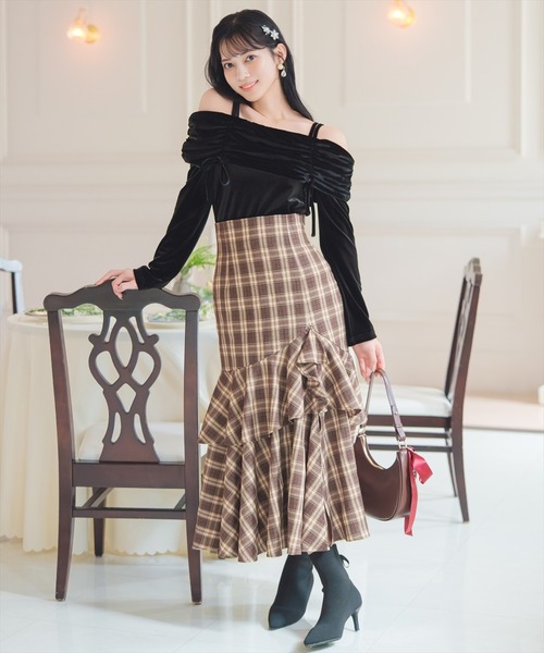 WILLSELECTION(ウィルセレクション)の「【残りわずか】スリットデザインラッフルハイウエストスカート(スカート・レディース・ブラウン系その他/ピンク/ホワイト系その他・FREE)」の3枚目の写真