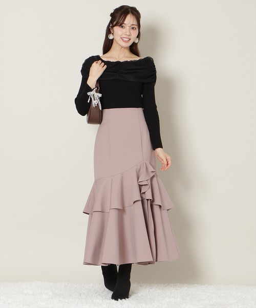 WILLSELECTION(ウィルセレクション)の「【残りわずか】スリットデザインラッフルハイウエストスカート(スカート・レディース・ブラウン系その他/ピンク/ホワイト系その他・FREE)」の1枚目の写真