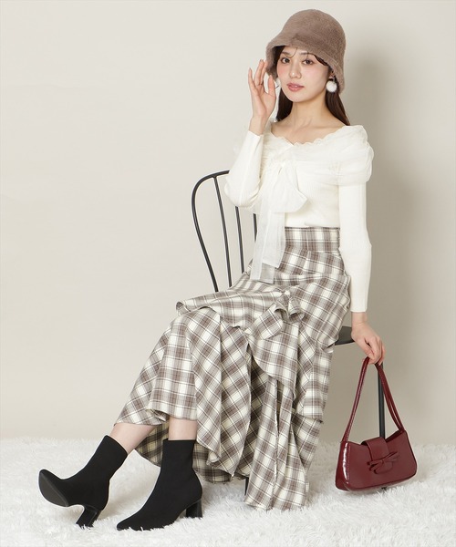 WILLSELECTION(ウィルセレクション)の「【残りわずか】スリットデザインラッフルハイウエストスカート(スカート・レディース・ブラウン系その他/ピンク/ホワイト系その他・FREE)」の15枚目の写真