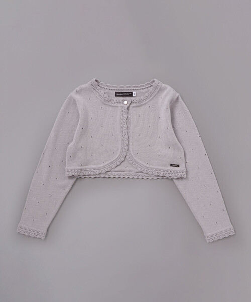 BeBe（ベベ）の「ニットボレロカーディガン(110~130cm)（カーディガン/ボレロ・キッズ・グレー/ホワイト・130cm/120cm/110cm）」の5枚目の写真