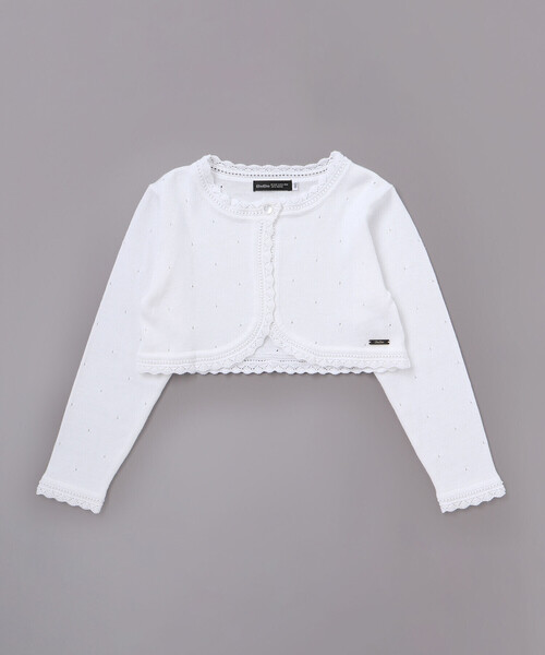 BeBe（ベベ）の「ニットボレロカーディガン(110~130cm)（カーディガン/ボレロ・キッズ・グレー/ホワイト・130cm/120cm/110cm）」の7枚目の写真