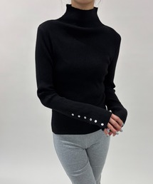 FUULLY STUDIO | スリーブボタンリブハイネックニット(ニット/セーター)