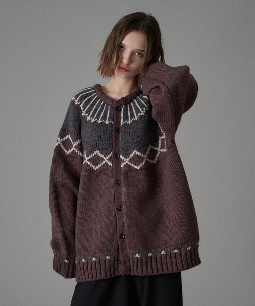 ONCILY(オンシェリー)の「TRADITIONAL NORDIC KNIT CARDIGAN / トラディショナルノルディックニットカーディガン(カーディガン/ボレロ・メンズ・ブラウン/ネイビー/アイボリー・SMALL/MEDIUM/LARGE)」の1枚目の写真