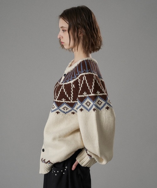 ONCILY(オンシェリー)の「TRADITIONAL NORDIC KNIT CARDIGAN / トラディショナルノルディックニットカーディガン(カーディガン/ボレロ・メンズ・ブラウン/ネイビー/アイボリー・SMALL/MEDIUM/LARGE)」の7枚目の写真