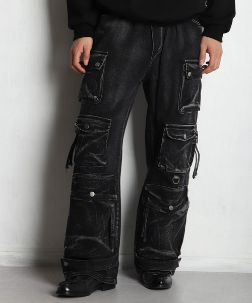 WESTSEA(ウエストシー)の「ウォッシュ加工 デニムカーゴパンツ(カーゴパンツ・メンズ・グレー/ブラック・M/L/XL)」の2枚目の写真