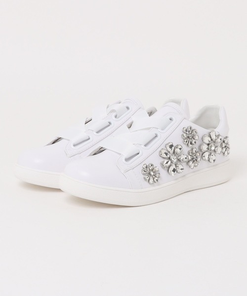 Jeffrey Campbell（ジェフリーキャンベル）の「フラワービジュー リボンスニーカー（スニーカー・レディース・ブラック/ホワイト・36/37/38/39）」の6枚目の写真