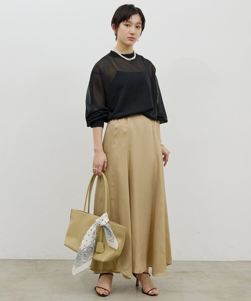 GALLARDAGALANTE（ガリャルダガランテ）の「【楽ちん×エレガント】【セットアップ対応】キュプラフレアスカート（スカート・レディース・ライトベージュ/カーキ/ネイビー・0/1）」の7枚目の写真