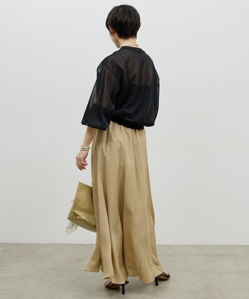 GALLARDAGALANTE（ガリャルダガランテ）の「【楽ちん×エレガント】【セットアップ対応】キュプラフレアスカート（スカート・レディース・ライトベージュ/カーキ/ネイビー・0/1）」の9枚目の写真