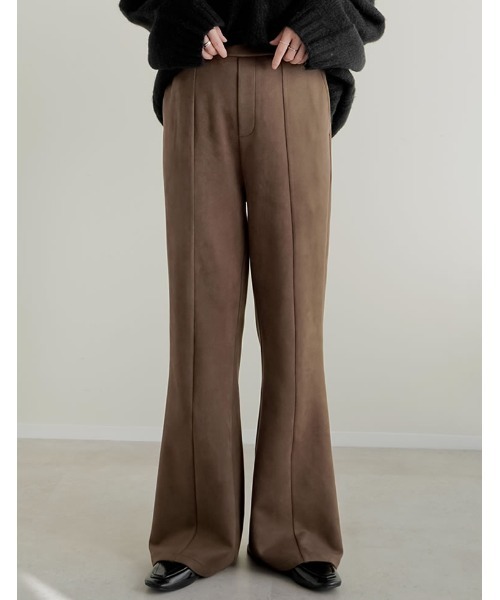 低身長/高身長サイズ有]スウェードポンチキックフレアパンツ（その他