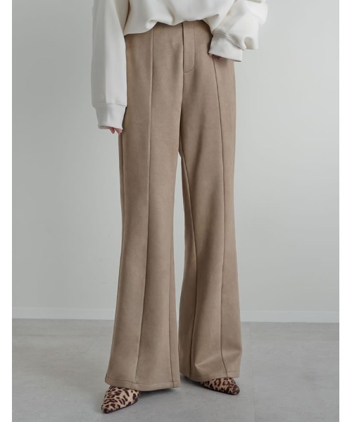 低身長/高身長サイズ有]スウェードポンチキックフレアパンツ（その他