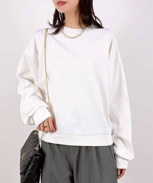 CLOTHY(クロシィ)の「【Allシーズン使えるなめらか軽量素材♪】スウェットトップス(セットアップ可)(スウェット・レディース・ライトグレー/オフホワイト/グレー/ブラック・LARGE/MEDIUM)」の8枚目の写真