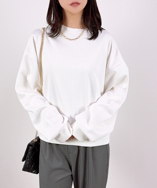 CLOTHY(クロシィ)の「【Allシーズン使えるなめらか軽量素材♪】スウェットトップス(セットアップ可)(スウェット・レディース・ライトグレー/オフホワイト/グレー/ブラック・LARGE/MEDIUM)」の22枚目の写真