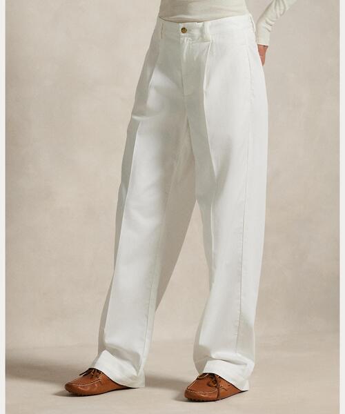 POLO RALPH LAUREN(ポロ ラルフ ローレン)の「プリーテッド コットンブレンド リラックス パンツ(その他パンツ・レディース・ホワイト・0/00/2/4/6/8)」の3枚目の写真