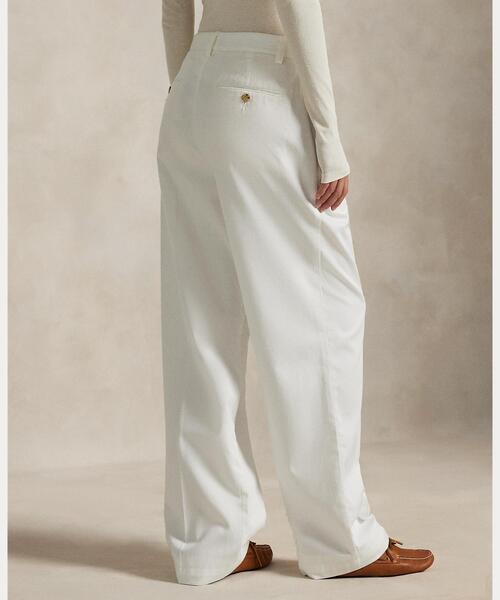 POLO RALPH LAUREN(ポロ ラルフ ローレン)の「プリーテッド コットンブレンド リラックス パンツ(その他パンツ・レディース・ホワイト・0/00/2/4/6/8)」の4枚目の写真