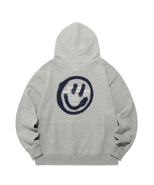ISTKUNST(イストクンスト)の「LOGO&SMILEY HOOD ZIP UP_GREY(IK2EFMM480A)(パーカー・レディース・グレー・S/M/L)」の2枚目の写真